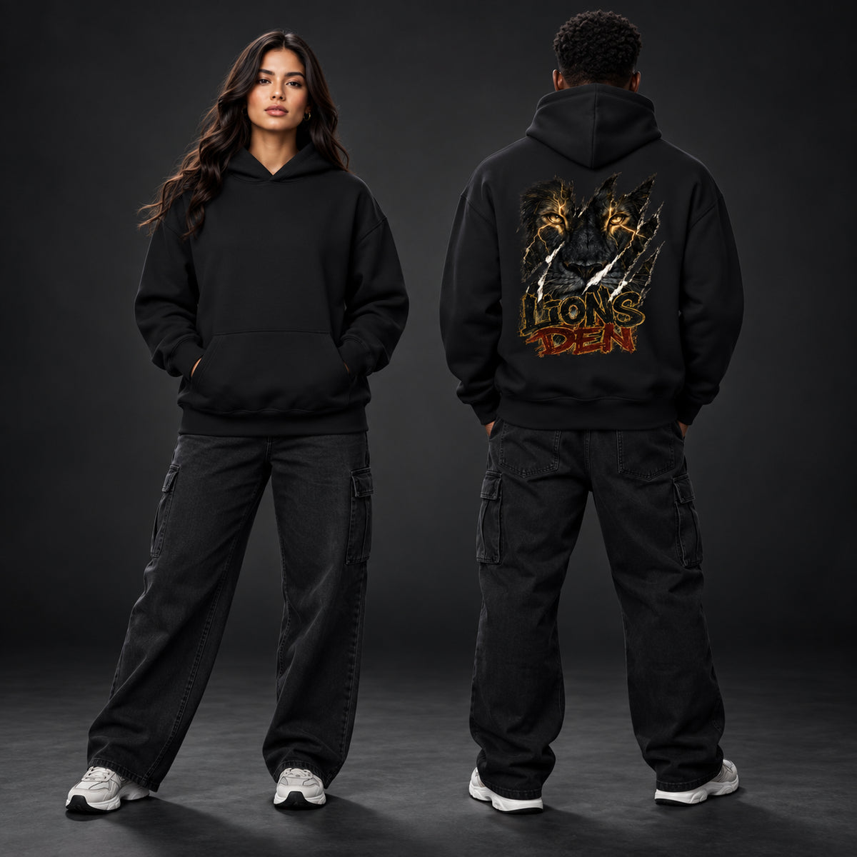 Stealth Scratch Lion Heavyweight Pullover Hoodie