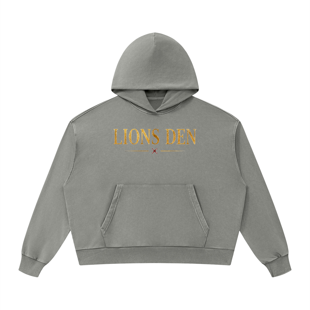 Gold Lions Den Mineral-Wash Boxy Hoodie