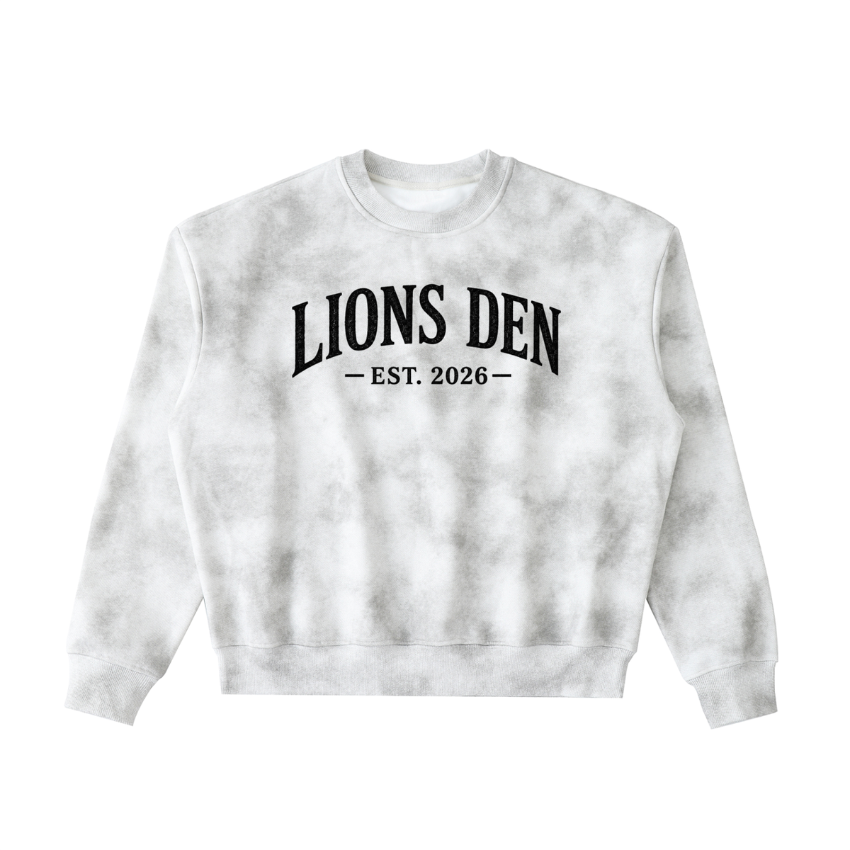 Lions Den EST. 2026 Dirty-Wash Boxy Fleece Sweatshirt
