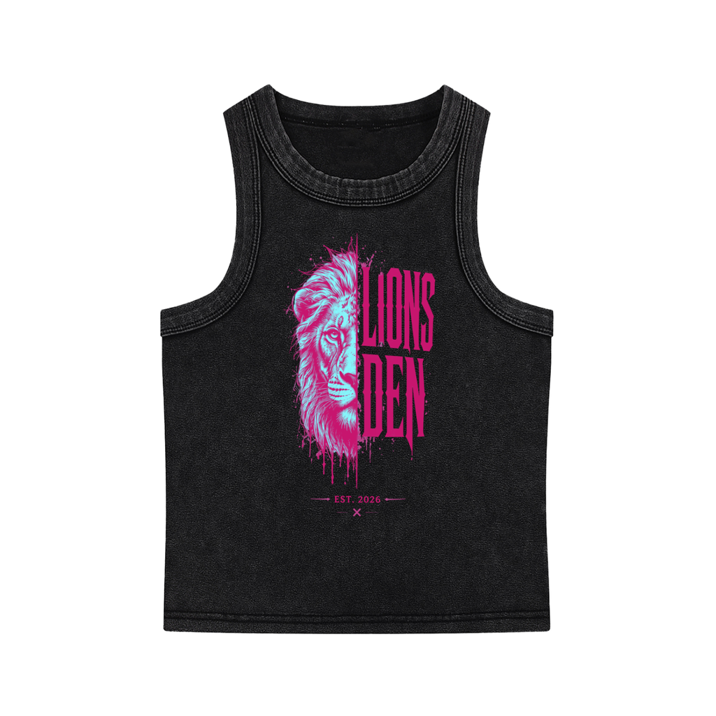 Neon Split Lion Snow-Wash Tank