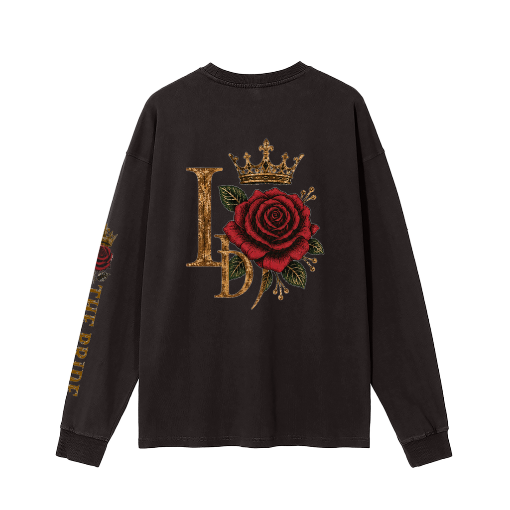 Crowned LD Rose Vintage-Wash Long-Sleeve Tee