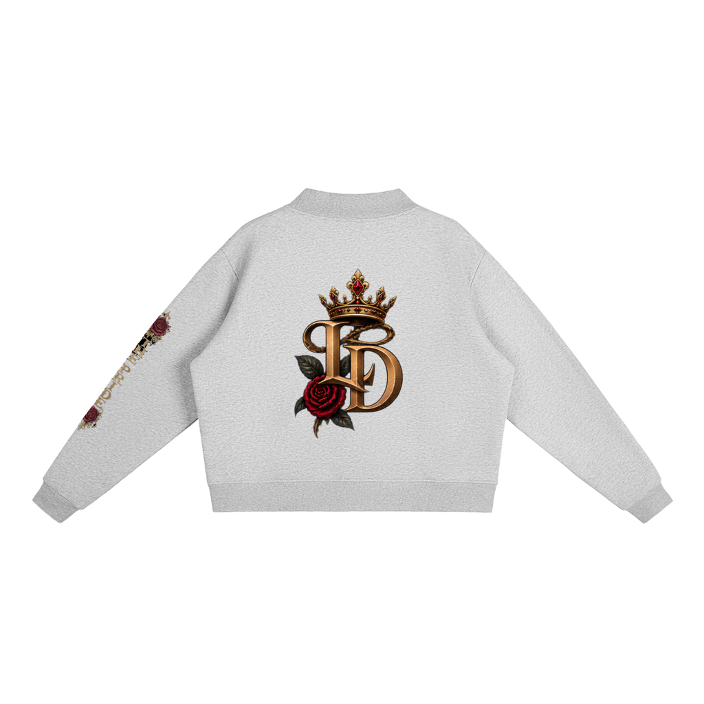 Crowned LD Rose Fleece Mock-Neck Crew Sweatshirt