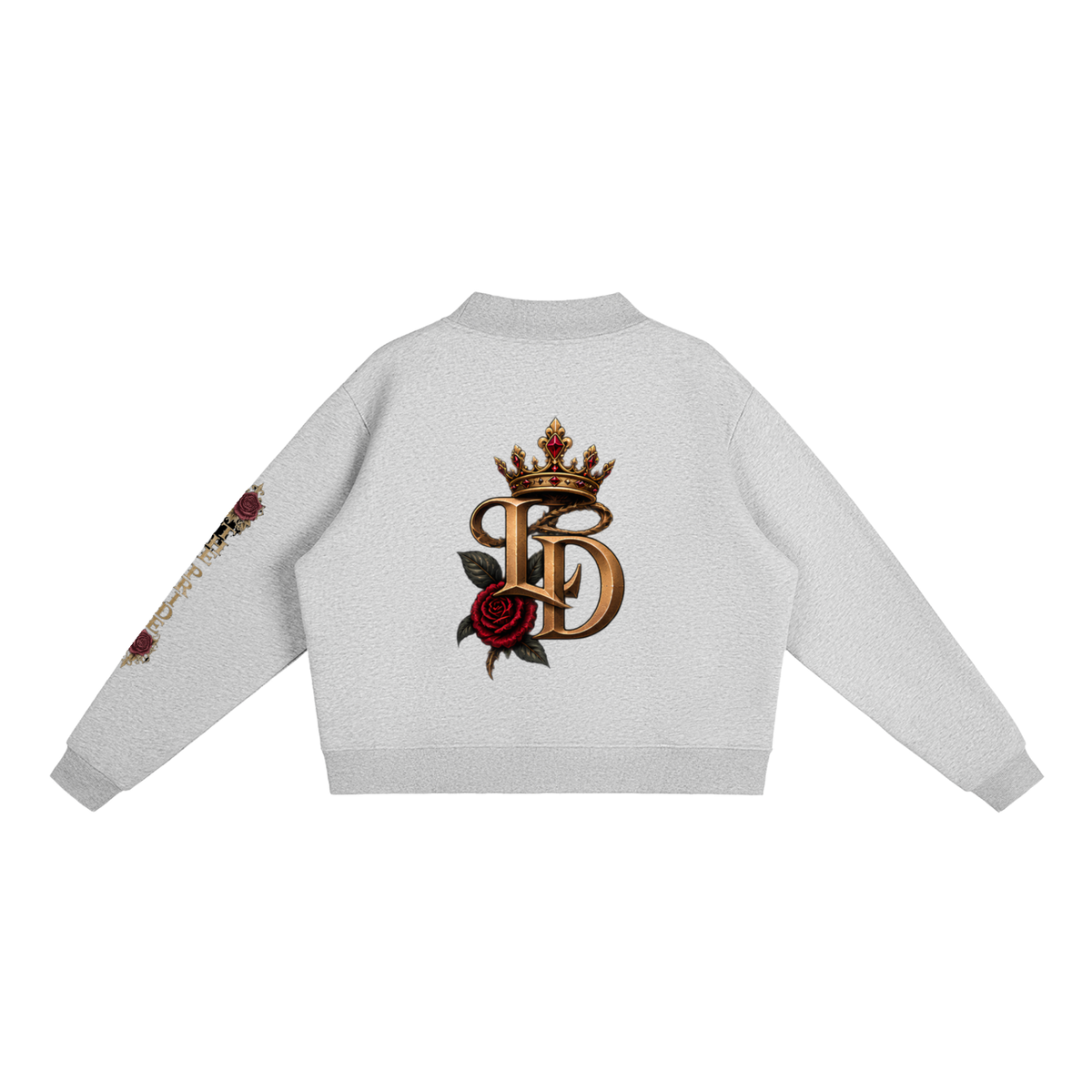 Crowned LD Rose Fleece Mock-Neck Crew Sweatshirt