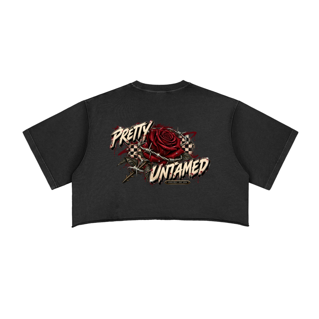 Crowned LD Snow-Wash Raw-Edge Crop Top
