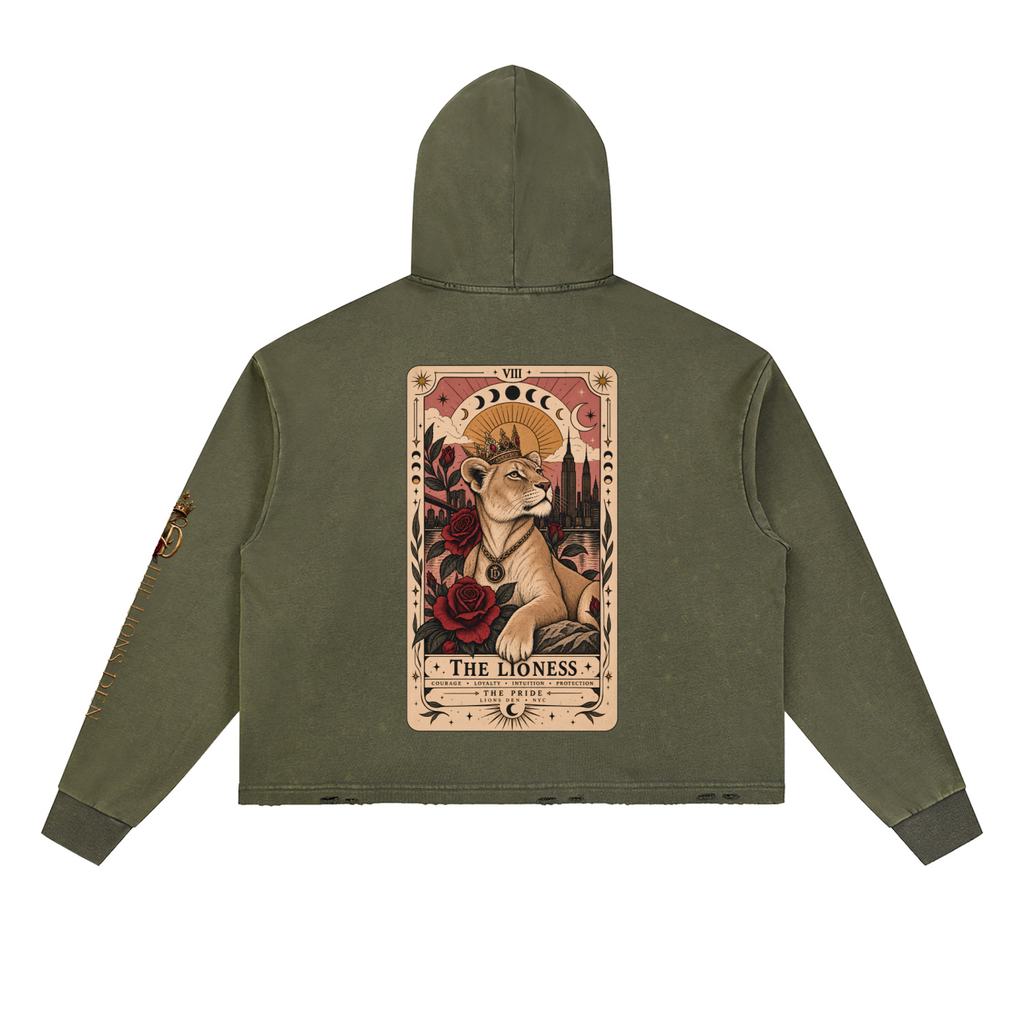 Rose Mark Vintage-Wash Frayed-Hem Hoodie