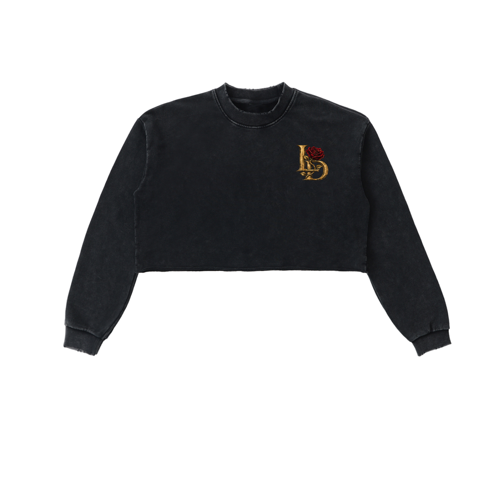 Crowned LD & Rose Snow-Wash Cropped Sweatshirt