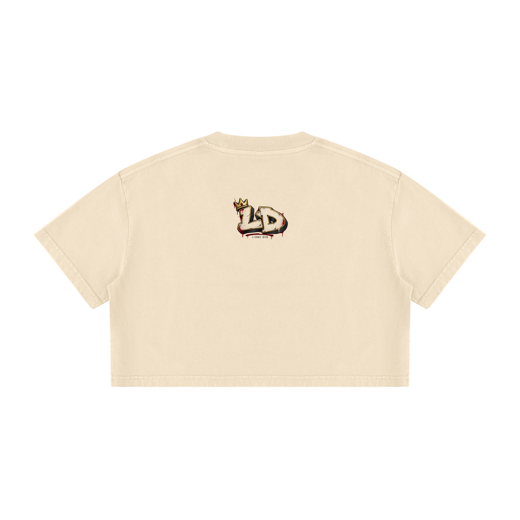 Crowned Not Claimed Women's Mineral-Wash Crop Tee
