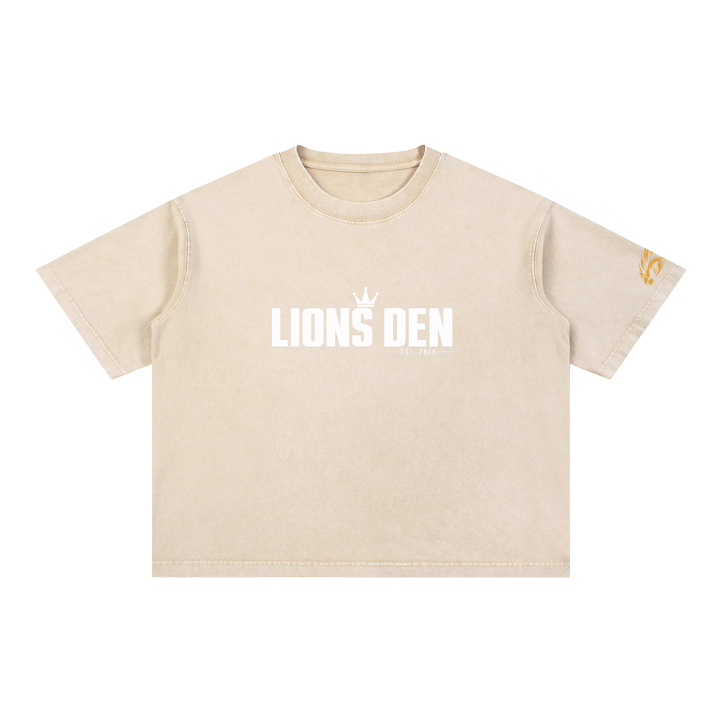 Lions Den Classic Block Mineral-Wash Boxy Tee