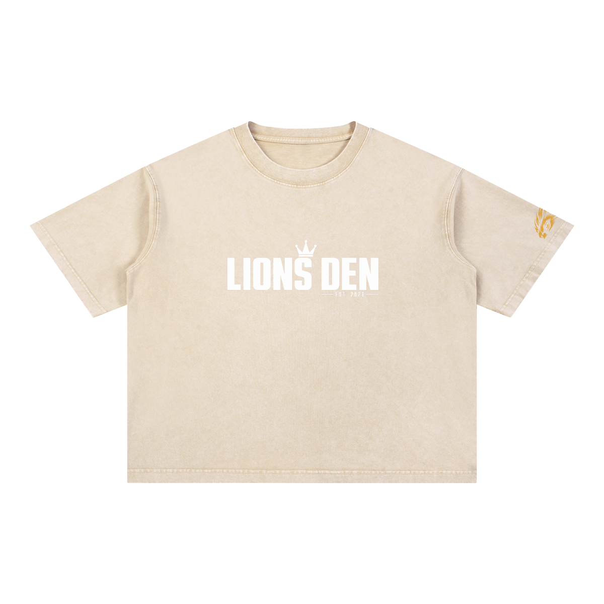 Lions Den Classic Block Mineral-Wash Boxy Tee
