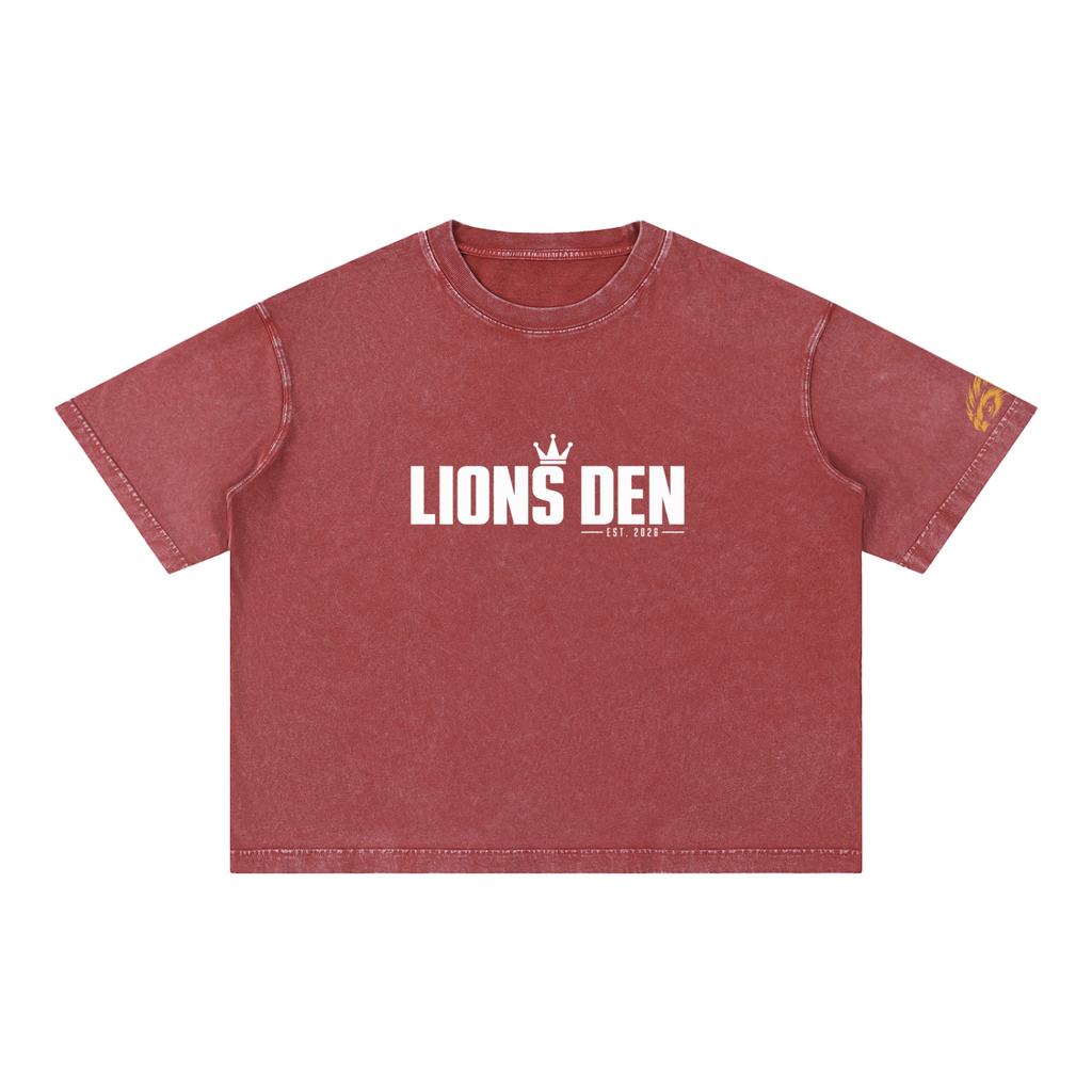 Lions Den Classic Block Mineral-Wash Boxy Tee