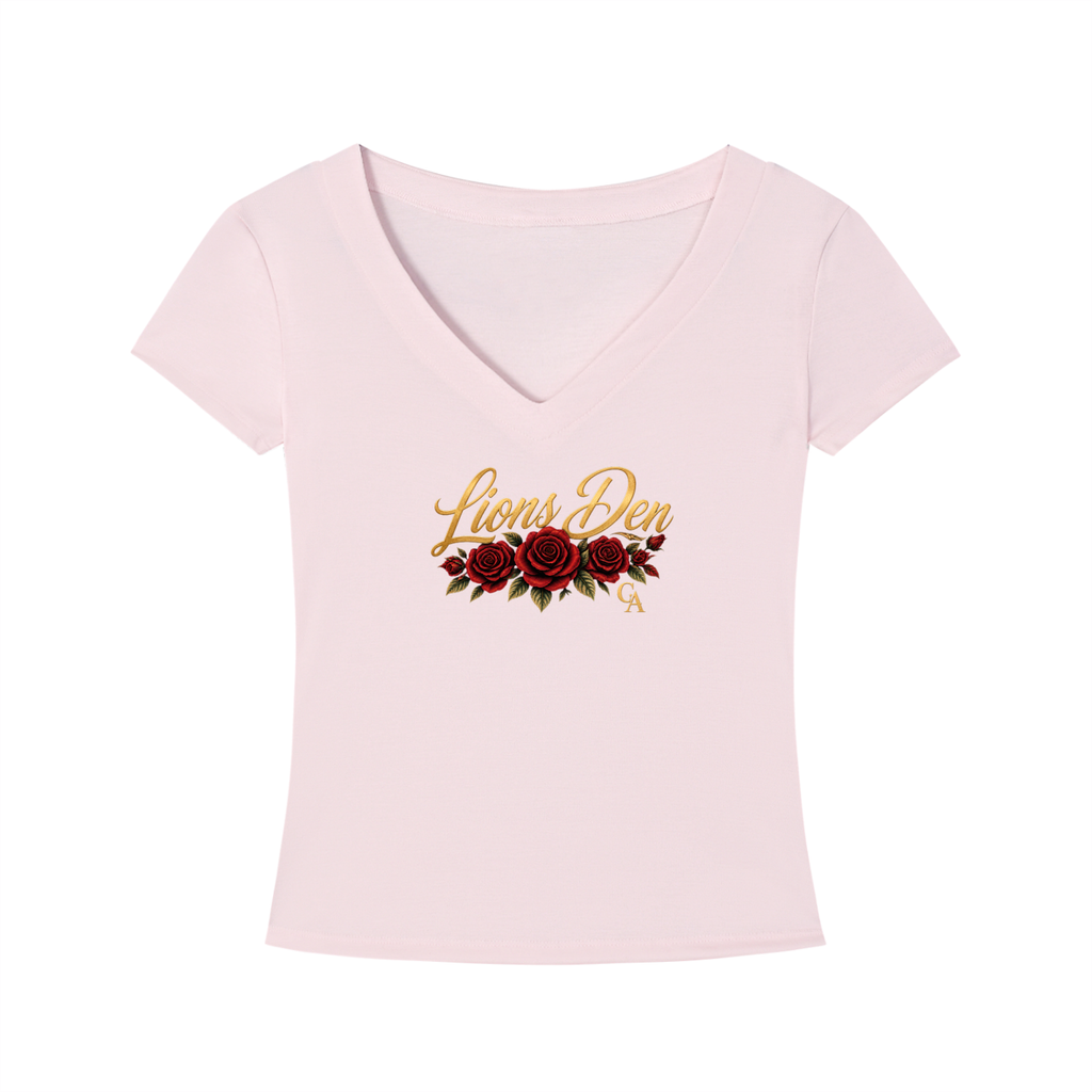 Lions Den Rose Script Tencel Slim-Fit V-Neck Tee
