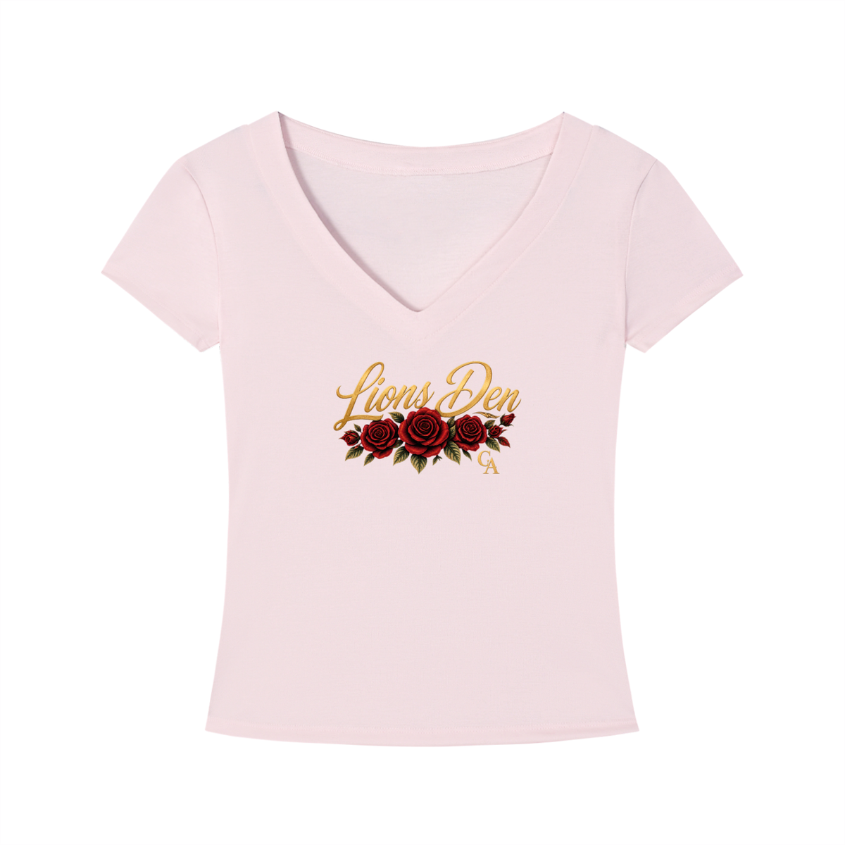 Lions Den Rose Script Tencel Slim-Fit V-Neck Tee