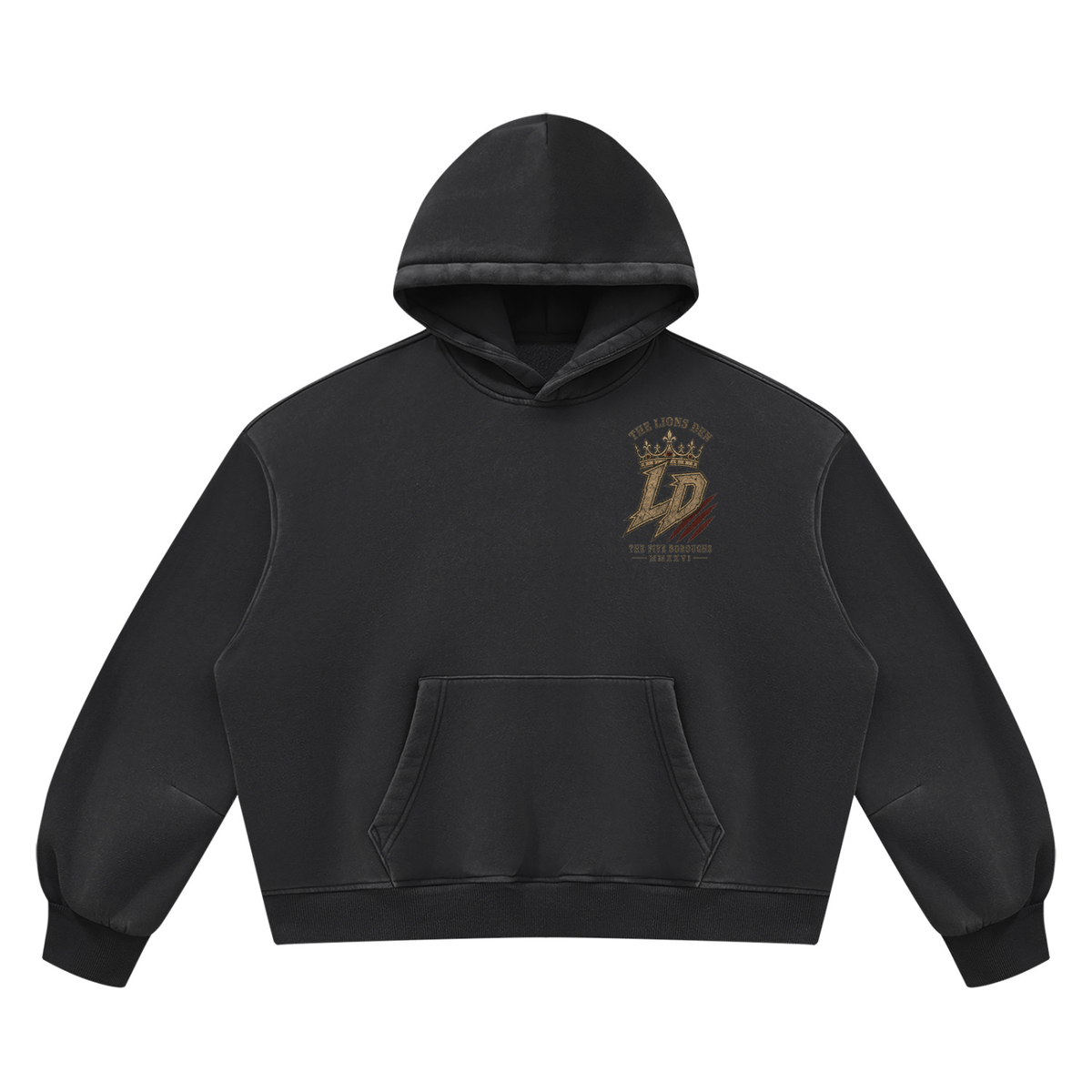 Lion Gate Vintage-Wash Boxy Fleece Hoodie