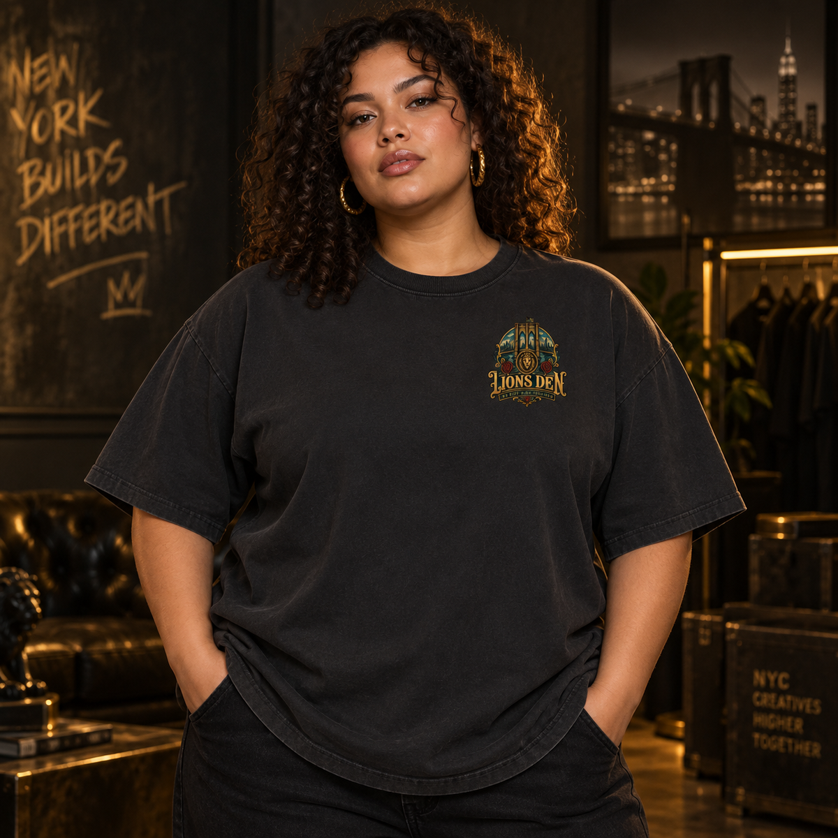 Model wearing the Built for the Pride Vintage-Wash Oversized Tee