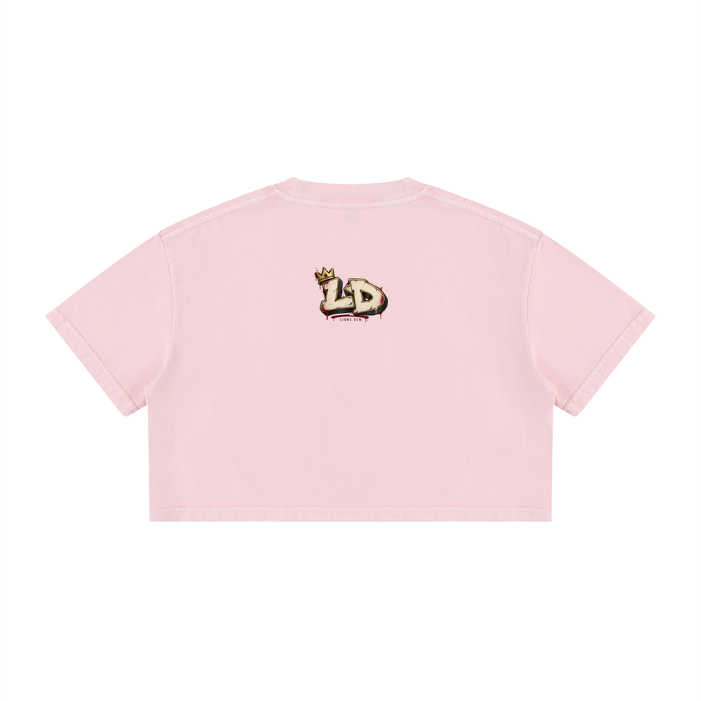 Crowned Not Claimed Women's Mineral-Wash Crop Tee