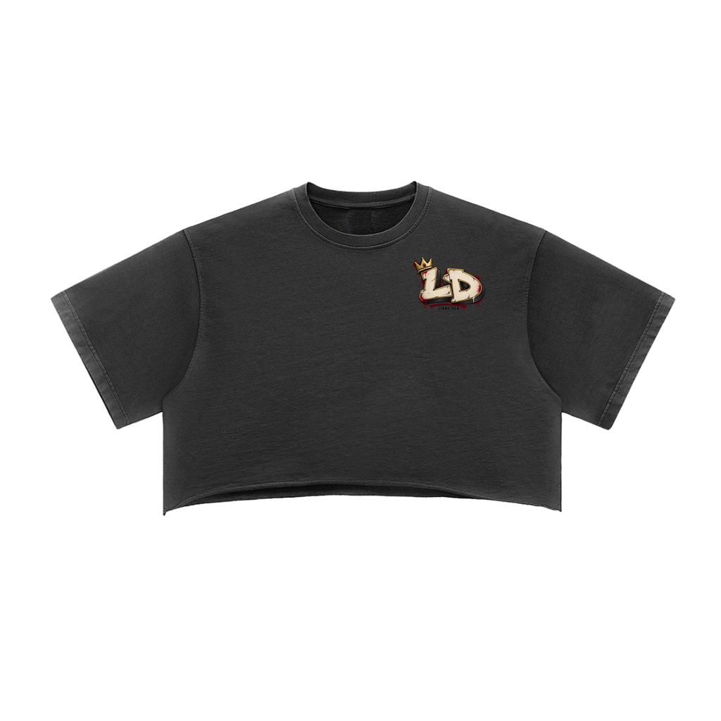 Crowned LD Snow-Wash Raw-Edge Crop Top