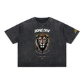 Born Wild Red Stripe Lion Mineral-Wash Boxy Tee