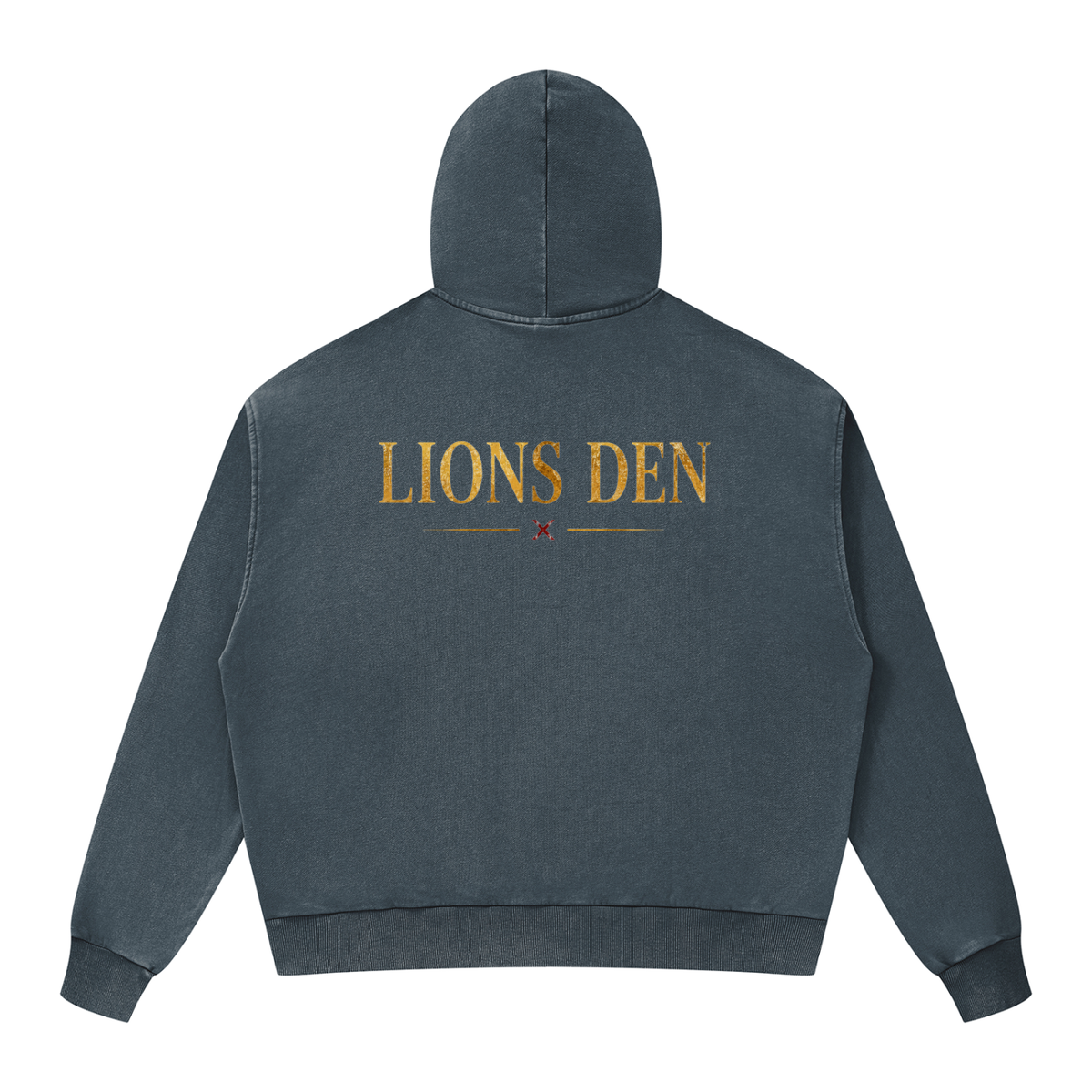 Royal Lion Shield Mineral-Wash Boxy Zip Hoodie