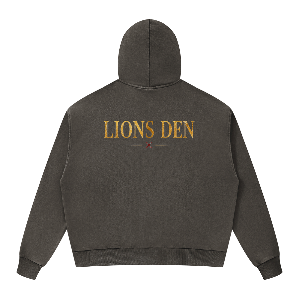 Royal Lion Shield Mineral-Wash Boxy Zip Hoodie