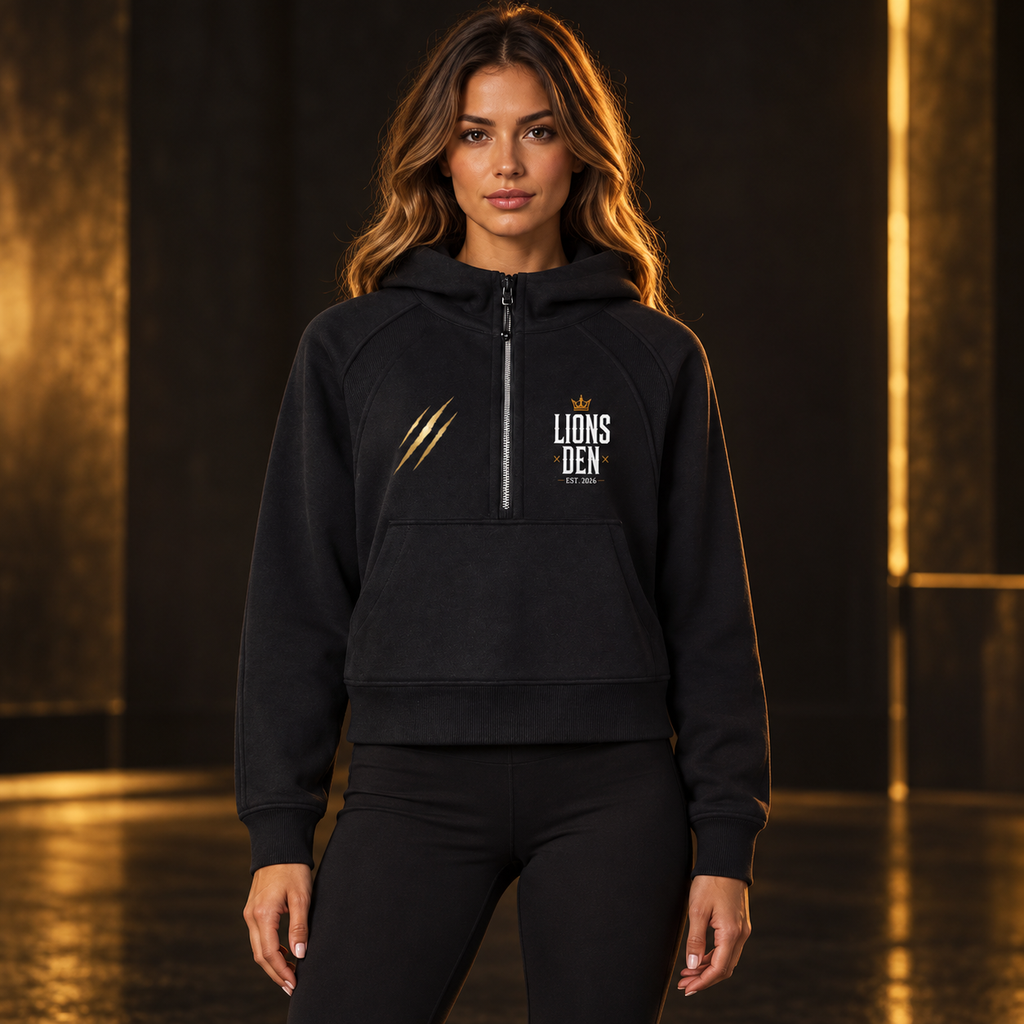 Cropped Half-Zip Hoodie on model