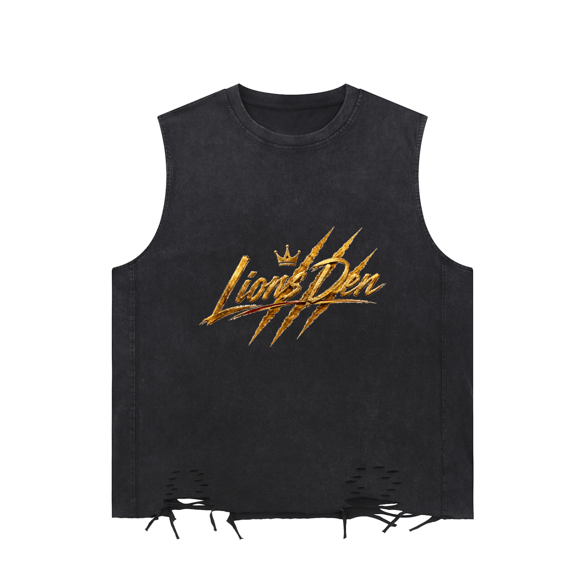 Crowned Clawmark Raw-Hem Snow-Wash Tank