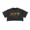 IKYF Lion Snow-Wash Raw-Edge Crop Top