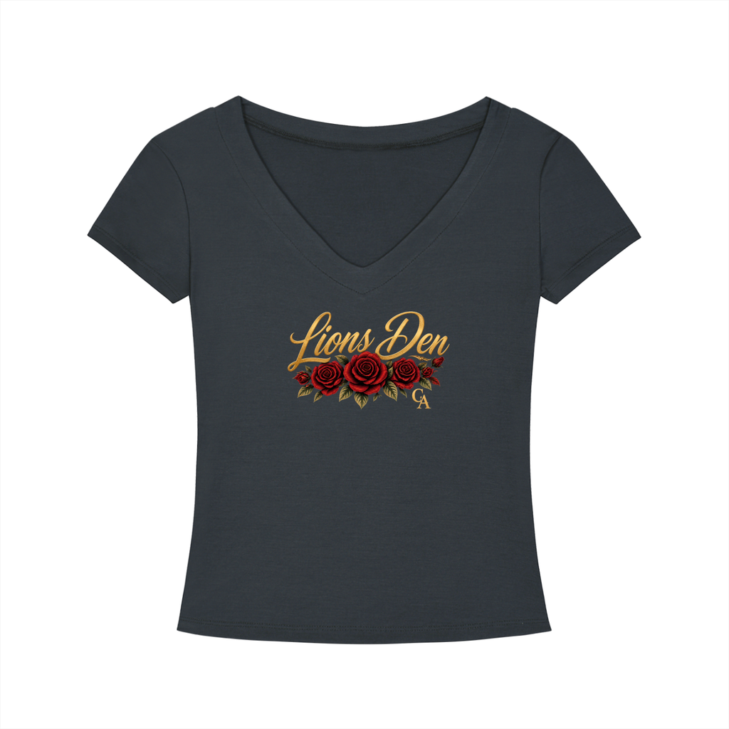 Lions Den Rose Script Tencel Slim-Fit V-Neck Tee