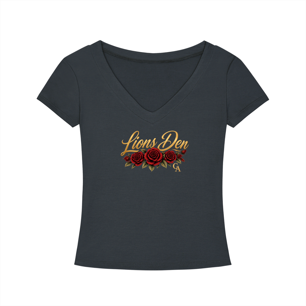 Lions Den Rose Script Tencel Slim-Fit V-Neck Tee