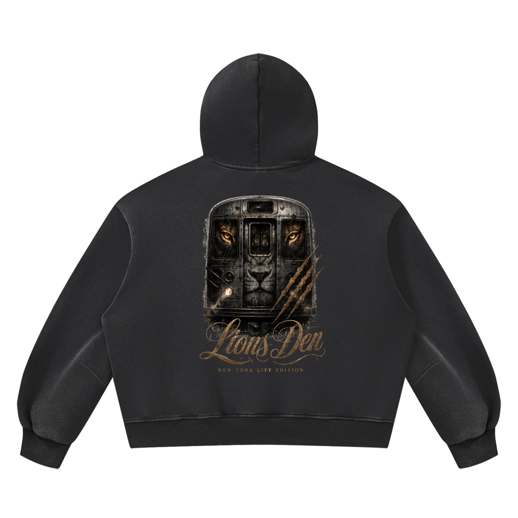 Lion Gate Vintage-Wash Boxy Fleece Hoodie