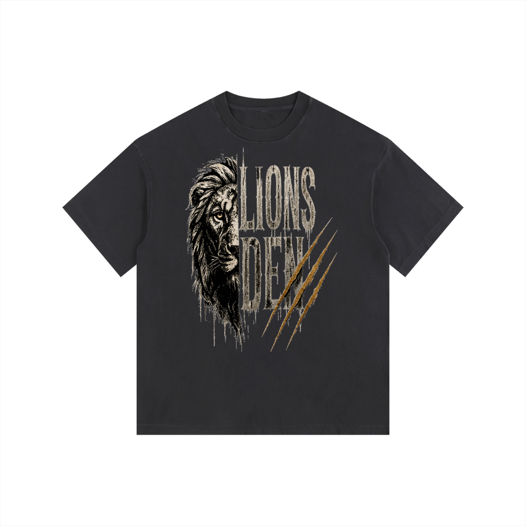 Lions Den Scratch Lion Vintage-Wash Oversized Tee