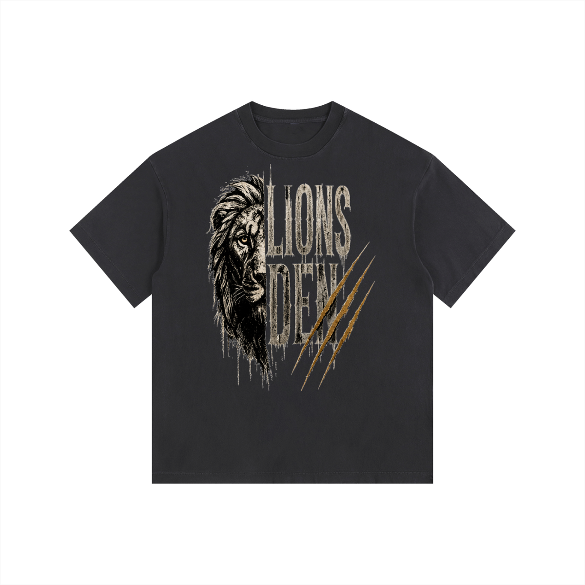 Lions Den Scratch Lion Vintage-Wash Oversized Tee