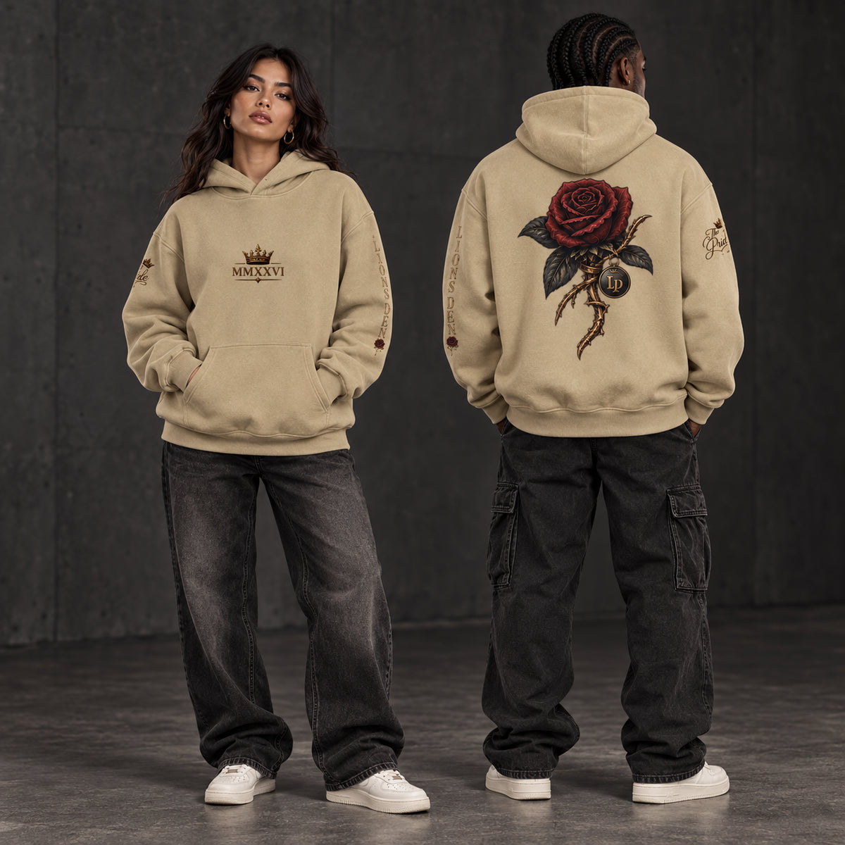 MMXXVI Crown & Rose Oversized Fleece Hoodie
