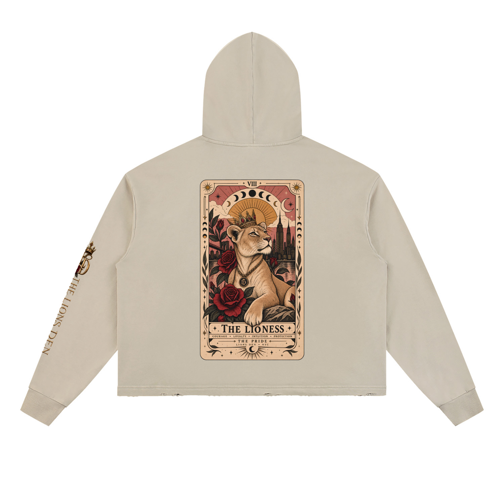 Rose Mark Vintage-Wash Frayed-Hem Hoodie