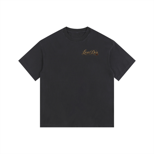 Caged Lion and Rose Vintage-Wash Oversized Tee