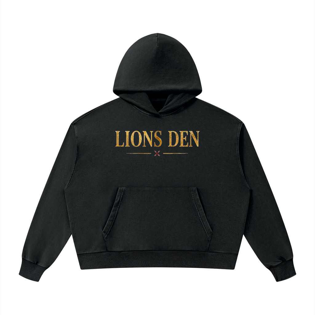 Gold Lions Den Mineral-Wash Boxy Hoodie