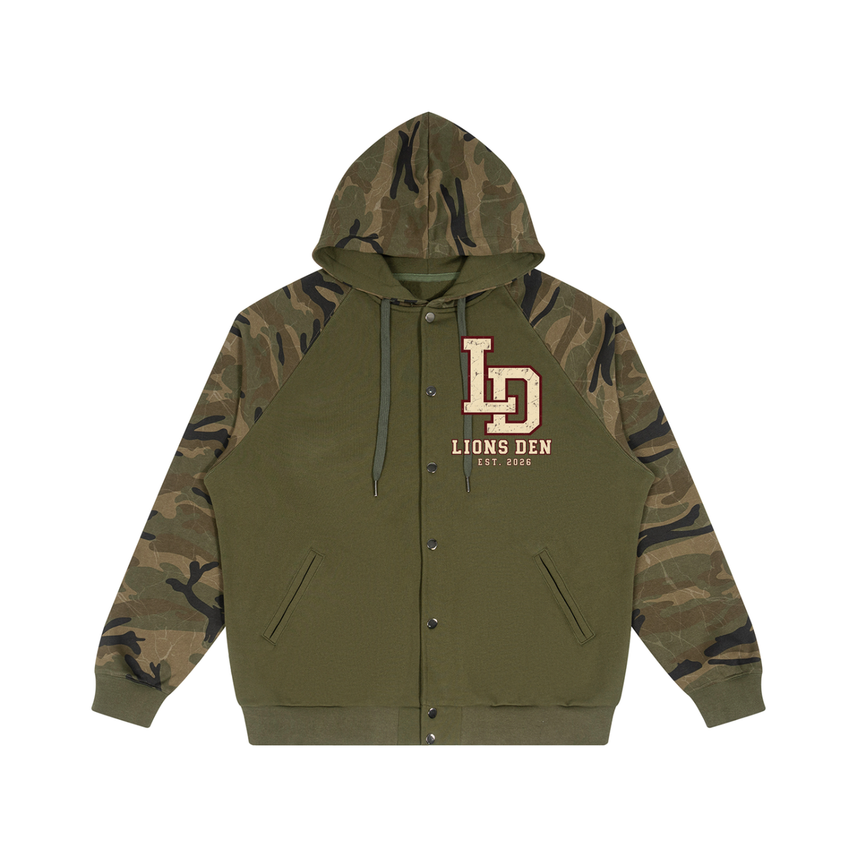 Own the Room Camo Raglan Button Hoodie
