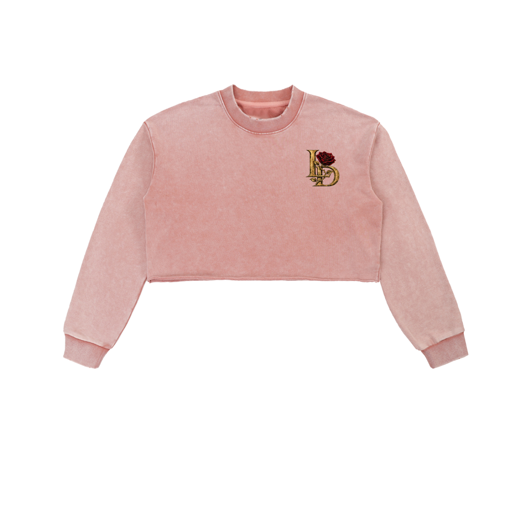 Crowned LD & Rose Snow-Wash Cropped Sweatshirt