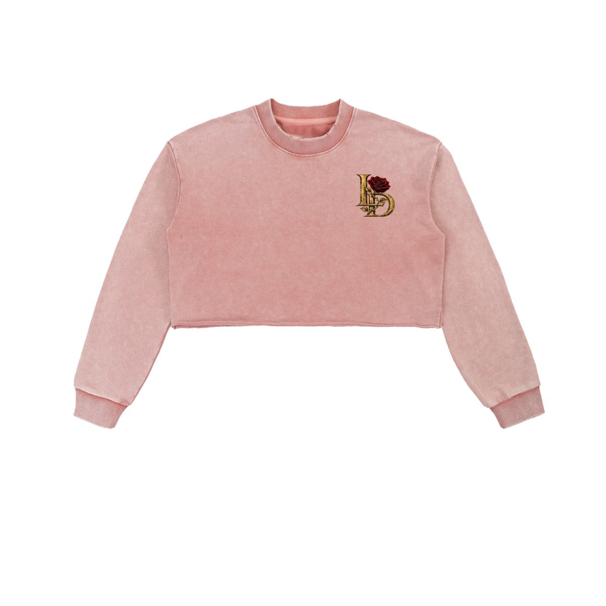Crowned LD & Rose Snow-Wash Cropped Sweatshirt