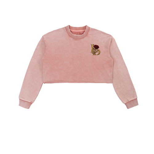 Crowned LD & Rose Snow-Wash Cropped Sweatshirt