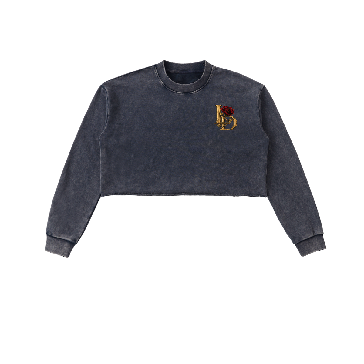 Crowned LD & Rose Snow-Wash Cropped Sweatshirt