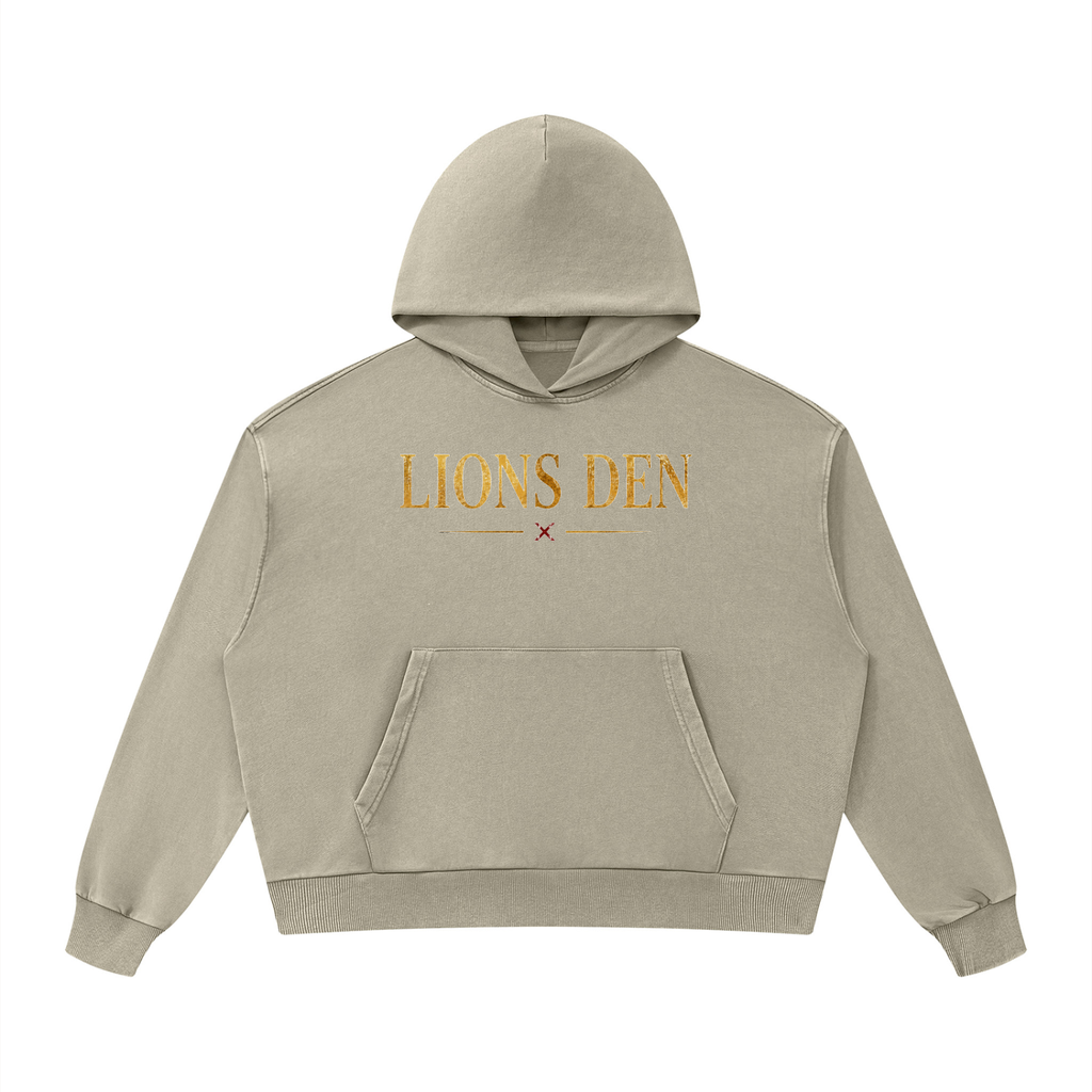 Gold Lions Den Mineral-Wash Boxy Hoodie