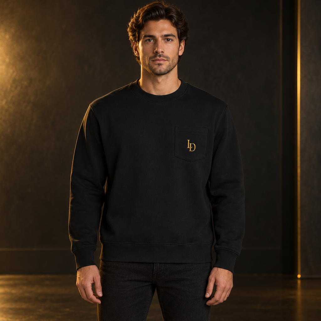 Heavyweight Patch Pocket Crewneck Sweatshirt on model