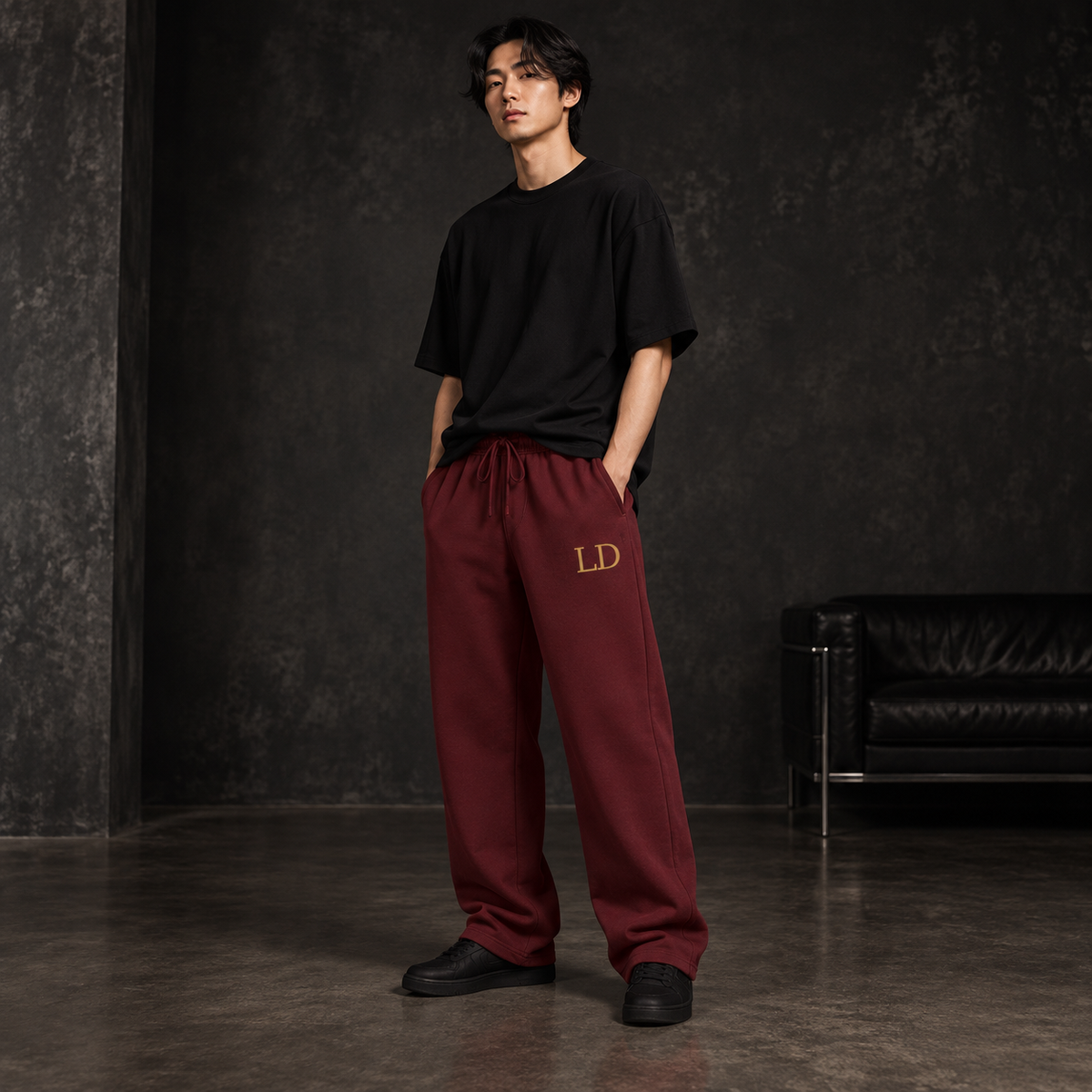 LD Monogram straight-leg sweatpants on model
