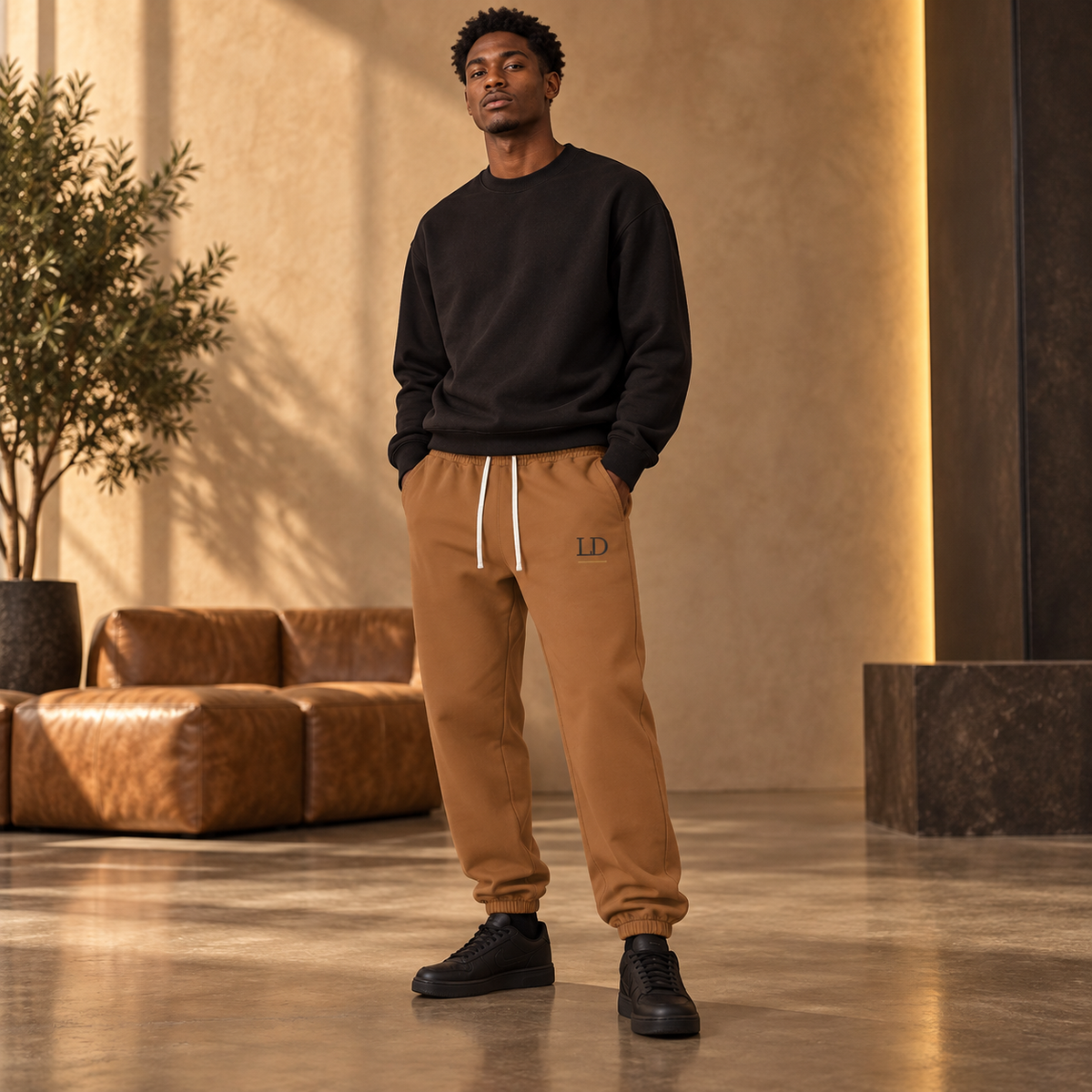 Underlined LD essential sweatpants on model