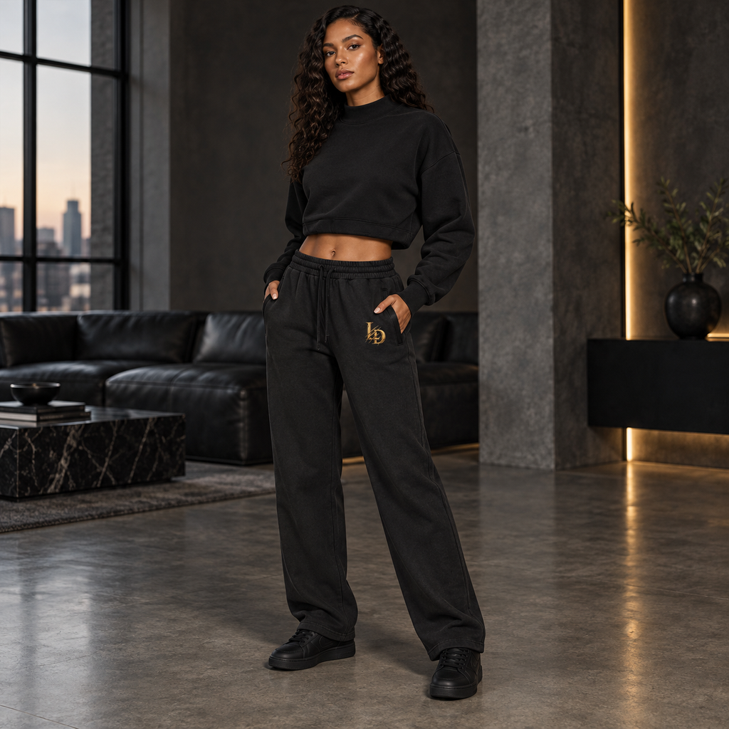 Gold LD Monogram vintage-wash sweatpants on model
