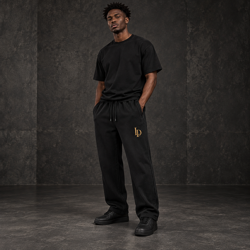 Classic Gold LD vintage-wash sweatpants on model