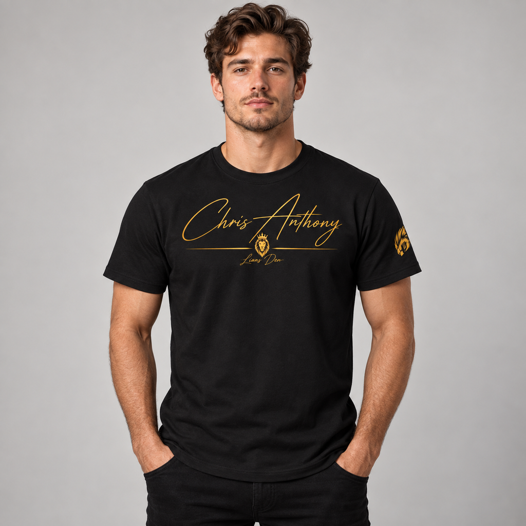 Lions Den Unisex Classic Crew Neck Chris Anthony T-Shirt on model