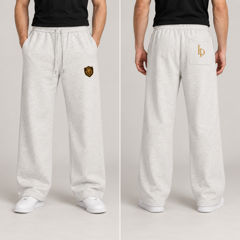 Lions Den Unisex Heavyweight Sweatpants on model, front and back