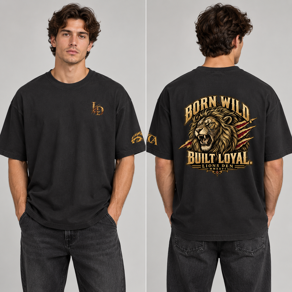 Lions Den Unisex Seamless T-Shirt on model, front and back