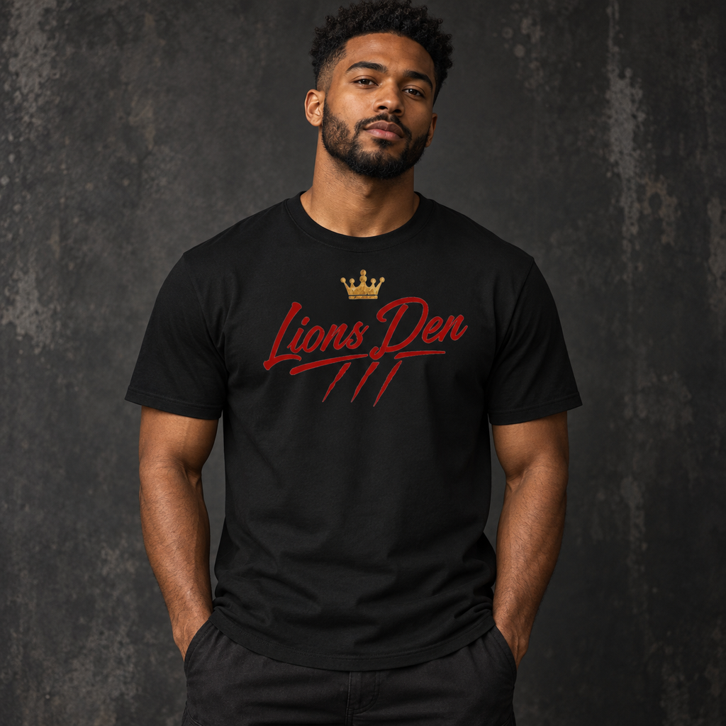 Ruby Lions Den Script Classic-Fit Cotton Tee on model